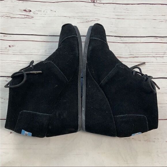 Toms Black Suede Wedges Booties - Picture 8 of 12